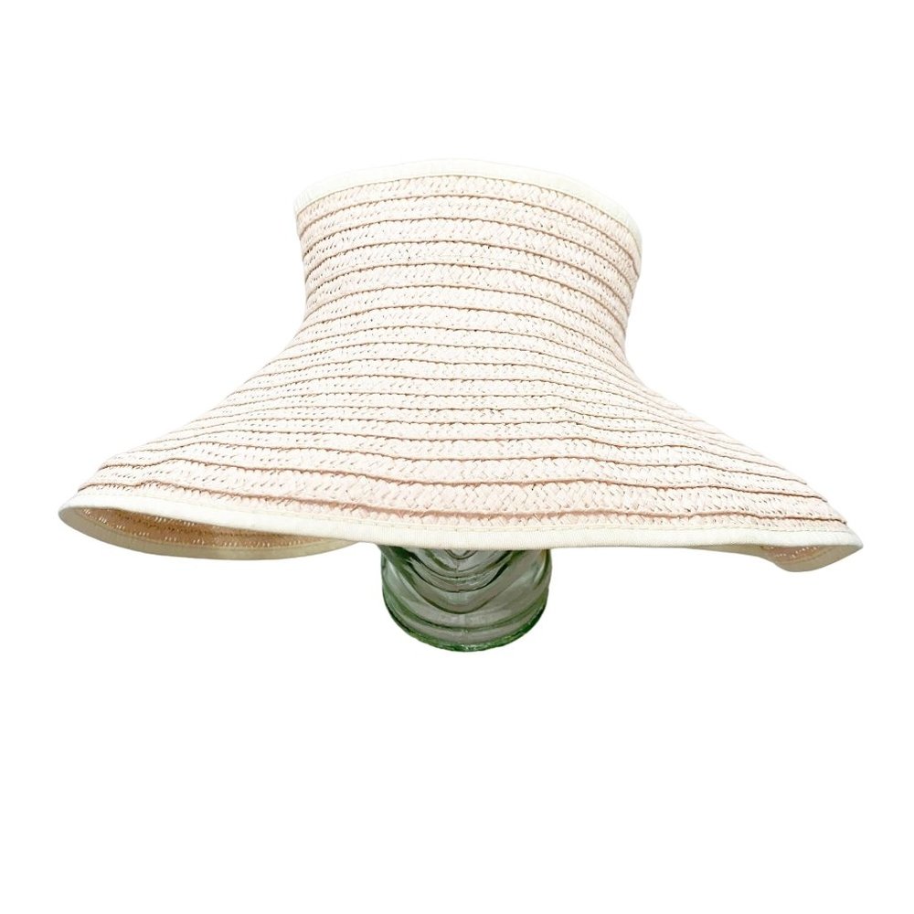Pastel Pink Woven Basket Wide Brim Sun Visor